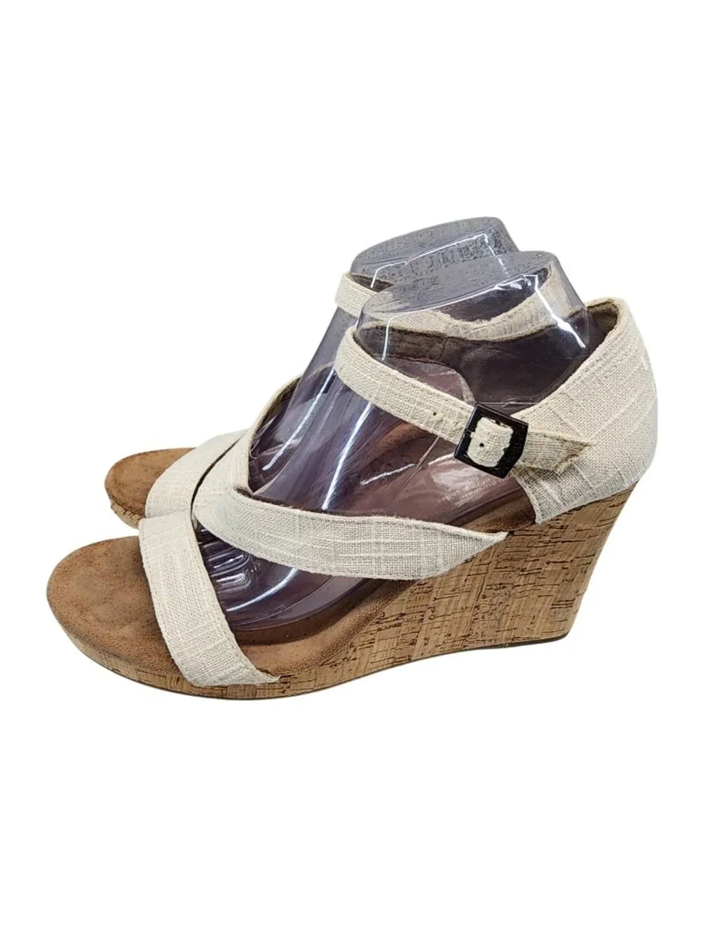 Toms Shoes Womens Size 10 Tan Wedge Heel Sandals